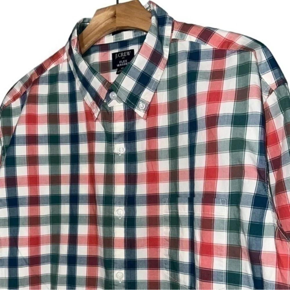 J. Crew NWT Men’s Size XL Red Green Blue White Gingham Plaid Button Down Shirt
